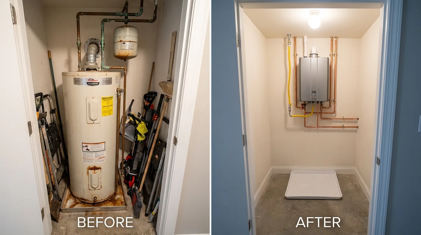 Tank water heater versus wall-mounted tankless unit comparison for Los Gatos, CA homeowners